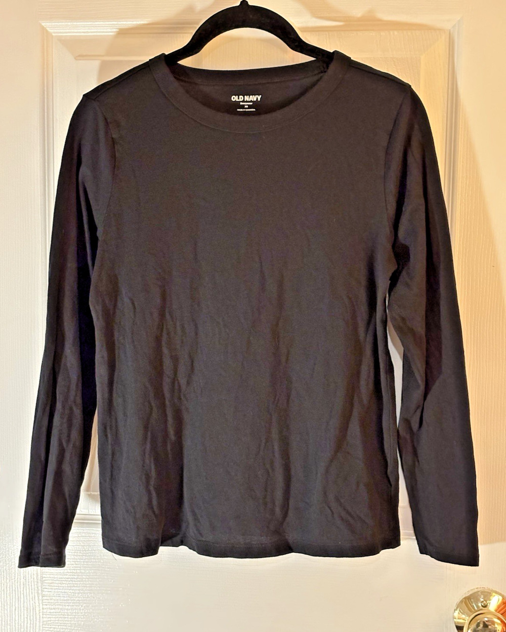 Old Navy Everywear Solid Black Long Sleeve Crew Neck T-Shirt Top XS Women